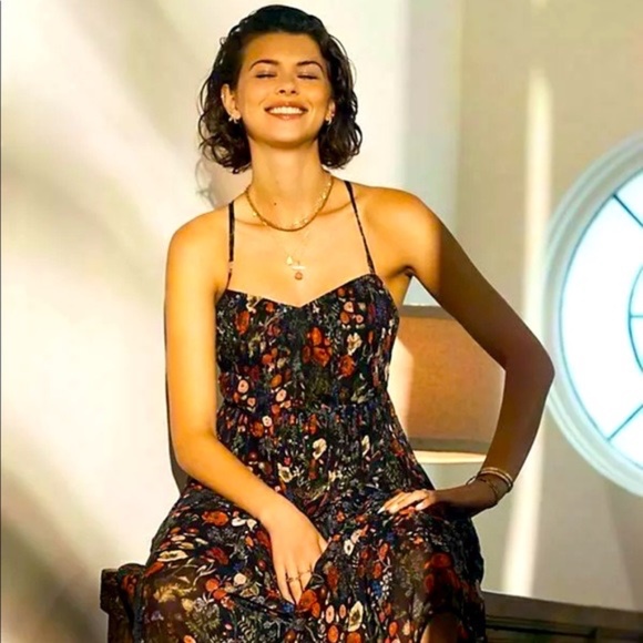 Anthropologie Payal Jain Massima Pleated Floral Boho Maxi Dress - Picture 3 of 13